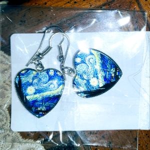 Earrings, new, Van Gogh's starry sky, 1.5" long